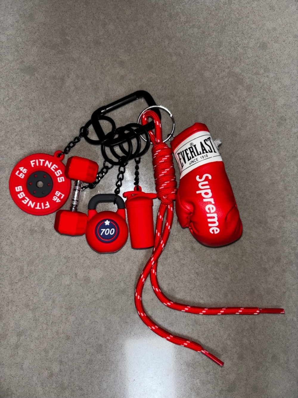 Supreme Red Everlast Boxing Glove Keychain with Fitness Charms
